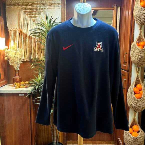 Nike Team Issued Arizona Wildcats Thermal L | Blue Crewneck “M Doherty” - Picture 1 of 7